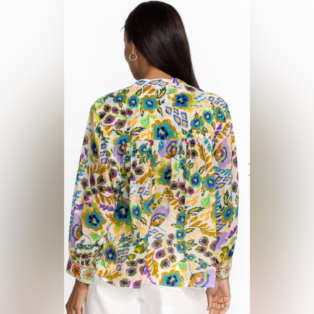 JOHNNY WAS KAT BLOOM SHIRRED YOKE BLOUSE - Picture 3 of 12